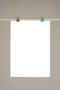 White paper on washing line Royalty Free Stock Photo