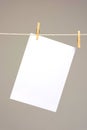 White paper on washing line Royalty Free Stock Photo