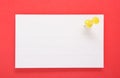 White Paper and Yellow Push Pin on red background(with clipping Royalty Free Stock Photo