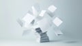 White Papers Exploding from Stack, 3D Render, Paperwork, Document Management, Paper Stack, White Background Royalty Free Stock Photo