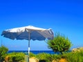 White parasol in the wind