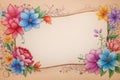 white parchment design with colorful flowers Royalty Free Stock Photo