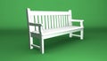 White Park Bench With Shadows - Isolated On Green Background Royalty Free Stock Photo