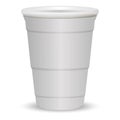 White party cup realistic 3d vector illustration. Disposable plastic or paper container mockup Royalty Free Stock Photo