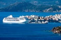 White passenger ship off the coast of Agios Nikolaos. Crete Royalty Free Stock Photo