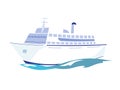 White Passenger Ship on the Water. Vector Illustration Royalty Free Stock Photo