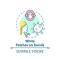 White patches on tonsils concept icon