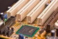 White PCI slots on computer motherboard Royalty Free Stock Photo