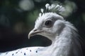 White peacock close-up. AI generated Royalty Free Stock Photo