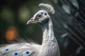 White peacock close-up. AI generated Royalty Free Stock Photo