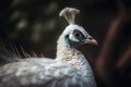 White peacock close-up. AI generated Royalty Free Stock Photo