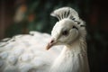 White peacock close-up. AI generated Royalty Free Stock Photo