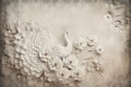 White Peacock Relief Gypsum Carving, Flower Background, 3D Wallpaper vintage for Interior Murals Wall Art DÃ©cor.