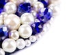 White pearl and blue strass.