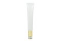 White pearl color cosmetic tube with transparent cap isolated an