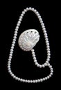 White pearls on the black velvet Royalty Free Stock Photo