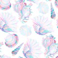 White and pearly shells vector seamless pattern