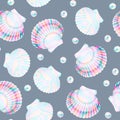 White and pearly shells vector seamless pattern