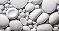 White pebble stones texture. Light natural rock backdrop. Generative AI