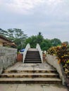 The white pedestrian bridge in the park Royalty Free Stock Photo