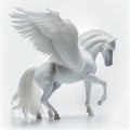 White Pegasus with wings on a white background. Generative AI