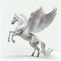 White Pegasus with wings on a white background. Generative AI