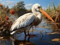 white pelican on the lake