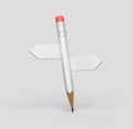 White Pencil - direction indicator - order and chaos. choosing right solution to problem back to school Concept 3d illustration