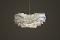 White pendant fabric lamp, light chandelier, Scandinavian style. Isolate