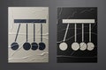White Pendulum icon isolated on crumpled paper background. Newtons cradle. Paper art style. Vector Royalty Free Stock Photo