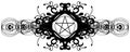 White pentacle on black decoration isolated