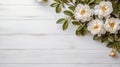 White Peony Flowers On White Wooden Background: A Uhd Nature-based Snapshot Aesthetic Wallpaper