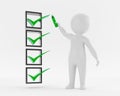White people and checklist business concept illustration 3D rendering Royalty Free Stock Photo