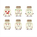 White pepper bottle cartoon character with nope expression