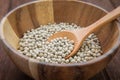 White pepper in wooden bowl Royalty Free Stock Photo