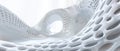 White perforated futuristic structure, abstract digital waves of AI mind, data surface texture background. Concept of technology,
