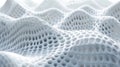 White perforated futuristic structure, abstract digital waves of AI mind, data surface texture background. Concept of technology,