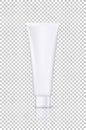 White perfume cream tube with mirror reflection isolated on transparent background.