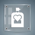 White Perfume icon isolated on grey background. 8 March. International Happy Women Day. Happy Valentines day. Square