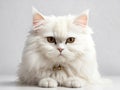 White persian cat (Felis catus) or Doll face persian breeds and golden bell