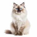 White Pet Cat With Blue Eyes On White Background Royalty Free Stock Photo