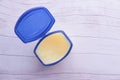white petroleum jelly in a container, Top view