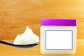 White petroleum jelly in spoon with jar Royalty Free Stock Photo