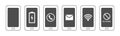 White phone icons collection. Simple flat vector illustration. Battery indicator, mail, wifi symbols. Royalty Free Stock Photo