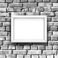 White photo frame on brick wall. Vector background Royalty Free Stock Photo