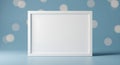 a blank photo frame with a blue background for mockup Royalty Free Stock Photo
