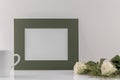 White photo frame template with blank space for logos.