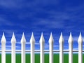 White picket fence and sky Royalty Free Stock Photo