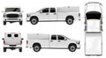 White pickup truck template isolated car on white background.