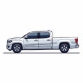 White Pickup Truck Vector Illustration Royalty Free Stock Photo